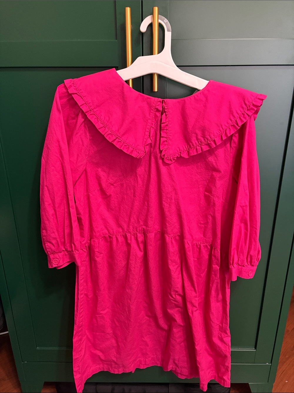 Divided Mini Dress in Bright Pink with Ruffled Collar